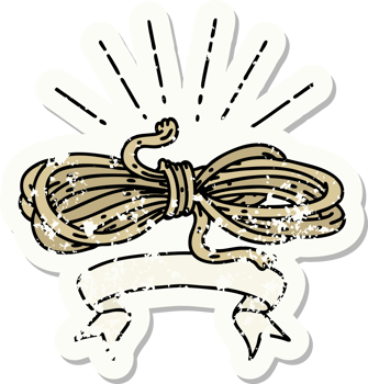 worn old sticker of a tattoo style wound rope png