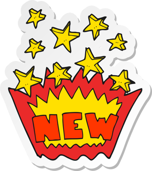 sticker of a cartoon NEW symbol png
