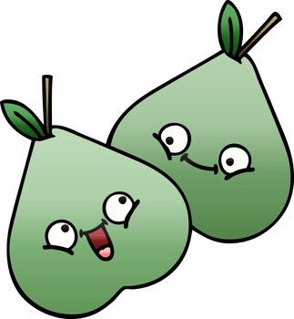 gradient shaded cartoon of a green pear png