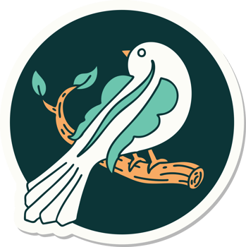 sticker of tattoo in traditional style of a bird on a branch png