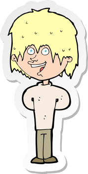 sticker of a cartoon happy scruffy boy png