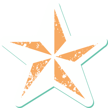 iconic distressed sticker tattoo style image of a star png