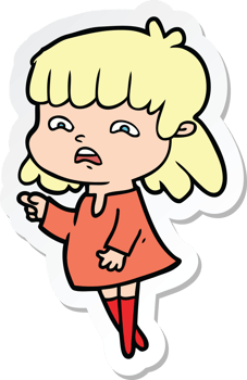 sticker of a cartoon worried woman png