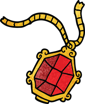 cartoon doodle ruby necklace png