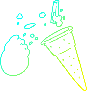 cold gradient line drawing of a cartoon ice cream png