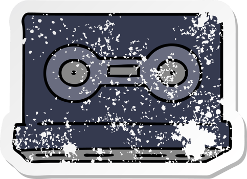 hand drawn distressed sticker cartoon doodle of a distressed sticker cassette tape png