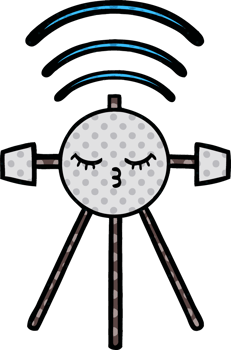 comic book style cartoon of a satellite png