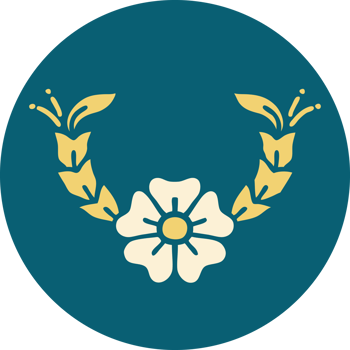 iconic tattoo style image of a decorative flower png