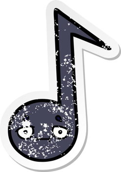 distressed sticker of a cute cartoon musical note png