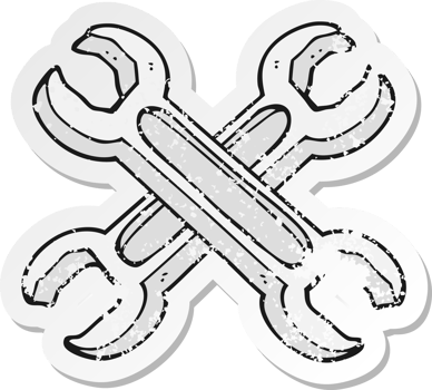 retro distressed sticker of a cartoon spanners png