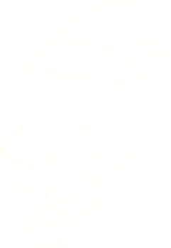 a drawing of a skull wearing a santa hat png
