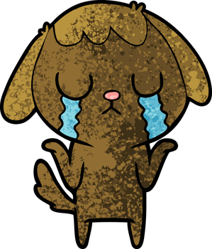 cute cartoon dog crying png