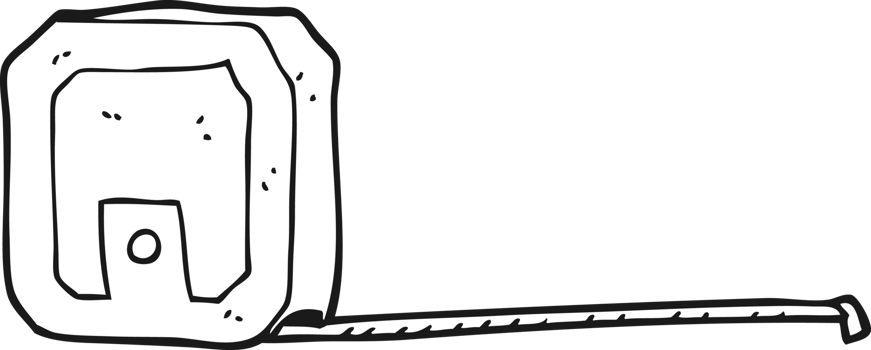 drawn black and white cartoon measuring tape png
