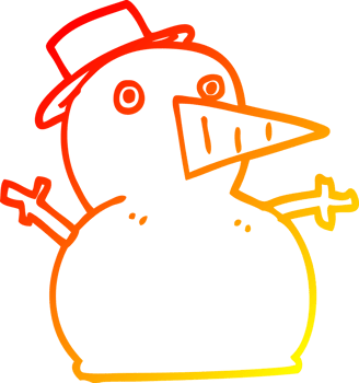 warm gradient line drawing of a cartoon funny snowman png