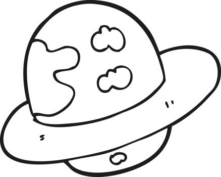 drawn black and white cartoon planet png