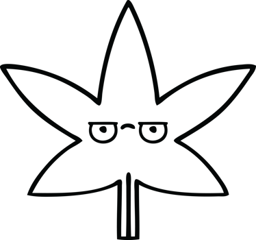 line drawing cartoon of a marijuana leaf png