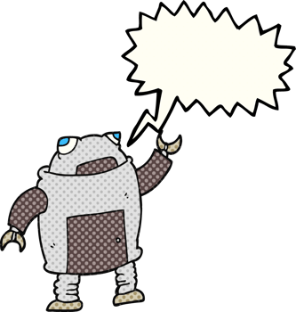 drawn comic book speech bubble cartoon robot png