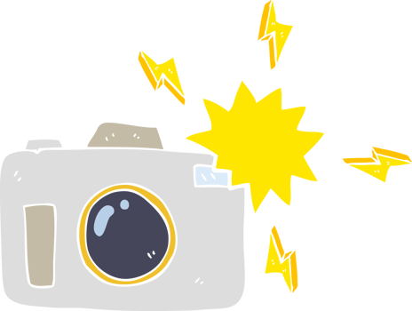 flat color illustration of flashing camera png