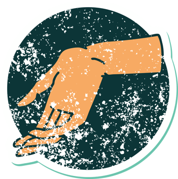 iconic distressed sticker tattoo style image of a hand png