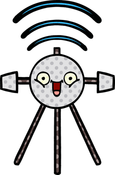 comic book style cartoon of a satellite png