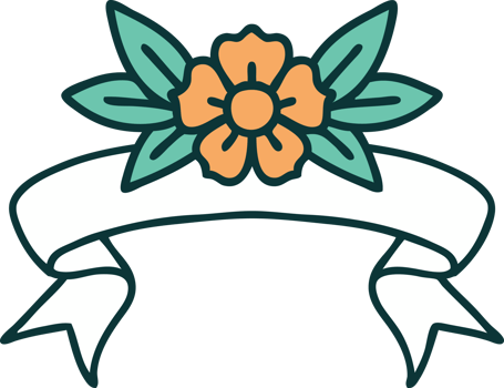 traditional tattoo with banner of a flower png