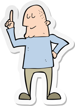 sticker of a cartoon man pointing finger png