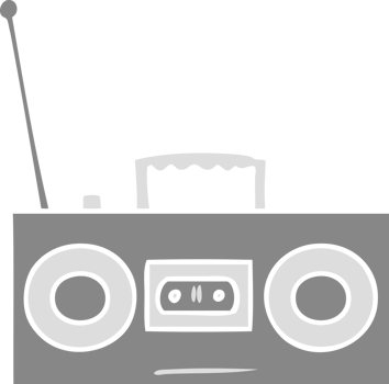 hand drawn cartoon doodle of a retro cassette player png