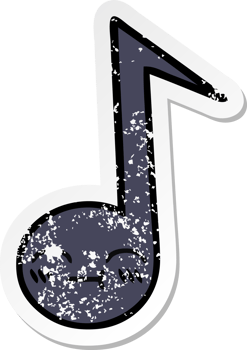 distressed sticker of a cute cartoon musical note png