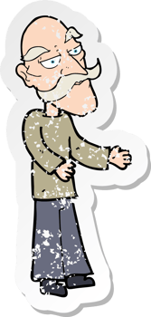 retro distressed sticker of a cartoon old man with mustache png