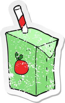 retro distressed sticker of a cartoon juice box png