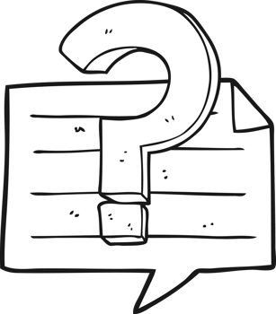 drawn black and white cartoon question mark speech bubble png
