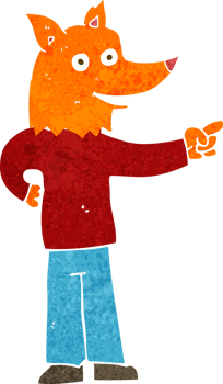 cartoon fox man pointing png