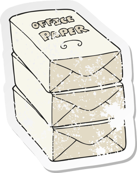 retro distressed sticker of a cartoon office paper stack png
