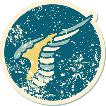 iconic distressed sticker tattoo style image of a wing png