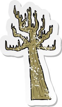 retro distressed sticker of a old bare tree cartoon png
