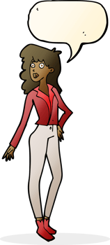 cartoon pretty woman  with speech bubble png