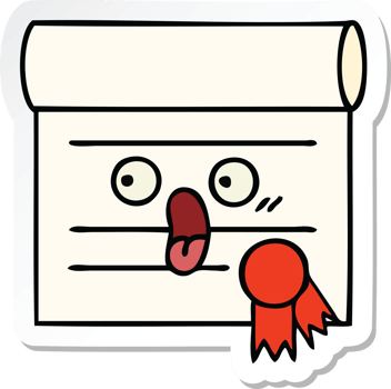 sticker of a cute cartoon certificate png