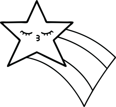 line drawing cartoon of a shooting rainbow star png