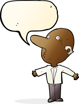 cartoon confused middle aged man with speech bubble png
