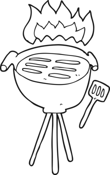 drawn black and white cartoon barbecue png