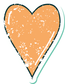 iconic distressed sticker tattoo style image of a heart png