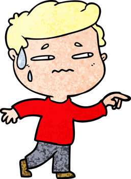 cartoon anxious man pointing png