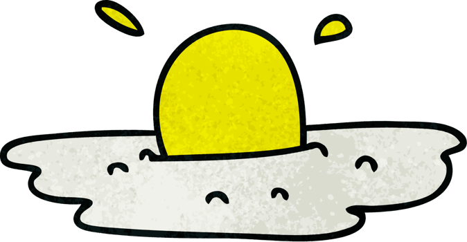 hand drawn quirky cartoon fried egg png