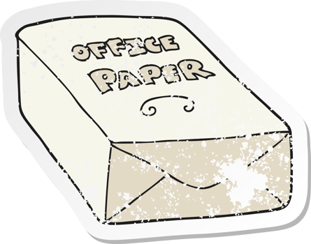 retro distressed sticker of a cartoon office paper png