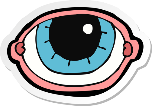 sticker of a cartoon staring eye png