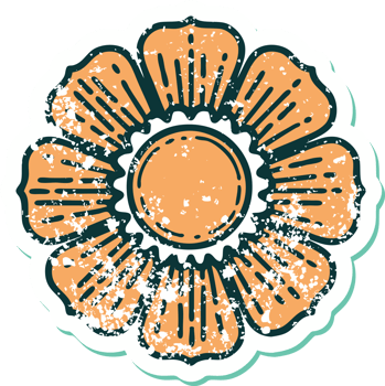 iconic distressed sticker tattoo style image of a flower png