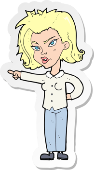 sticker of a cartoon woman pointing png