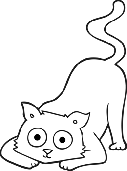 drawn black and white cartoon cat png