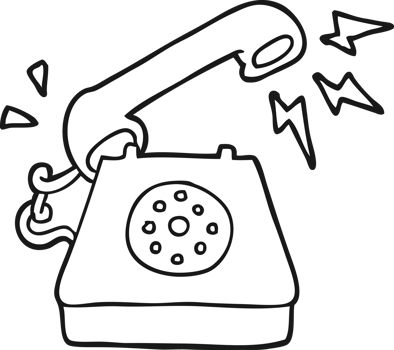 drawn black and white cartoon ringing telephone png