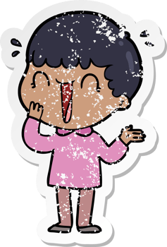 distressed sticker of a laughing cartoon man png